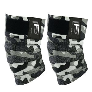 Gray Camo Non-Slip Knee Wraps for Weightlifting & Gym Training