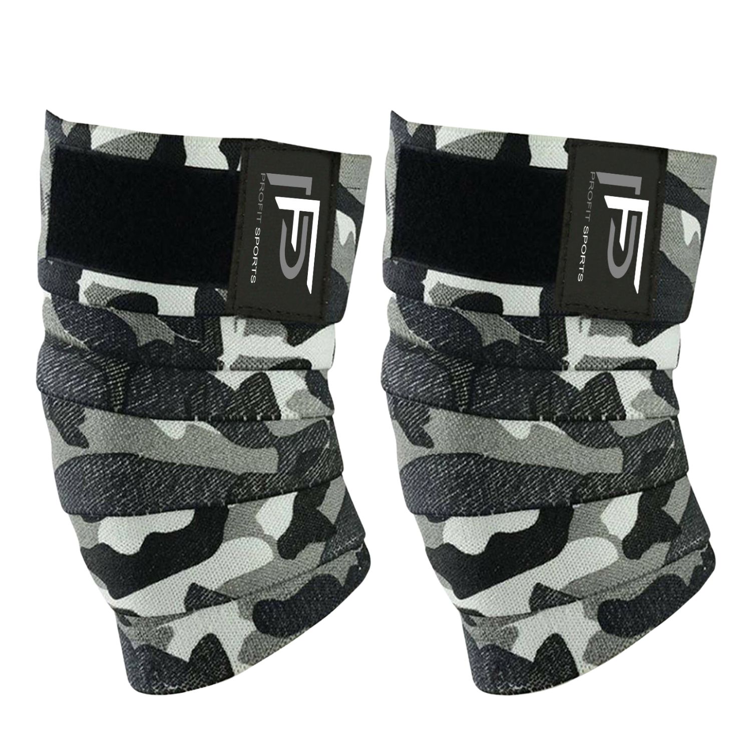 Gray Camo Non-Slip Knee Wraps for Weightlifting & Gym Training
