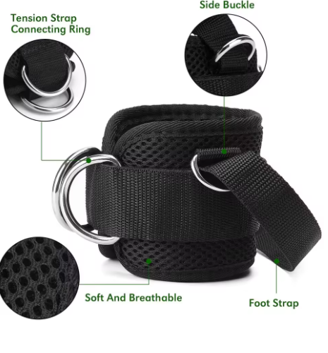 Professional Neoprene Ankle Strap – Adjustable Double D-Ring Cable Machine Support - Image 2