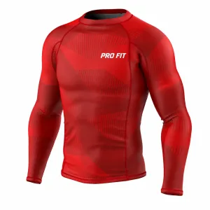 Red full sleeves rash guard for BJJ training, wholesale private label