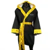 Black gold boxing robe for fight night, wholesale private label