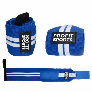 Blue white cotton wrist wraps for weightlifting, wholesale private label