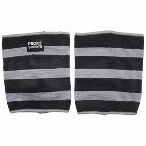 Black grey striped elbow sleeves for weightlifting, wholesale private label