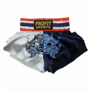 White navy Thai shorts for MMA training, wholesale private label