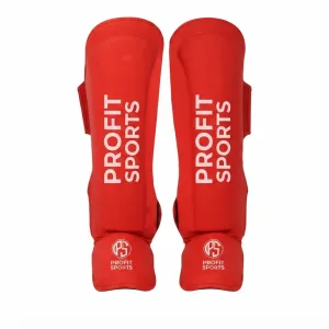 Red shin pads for Muay Thai training, wholesale private label