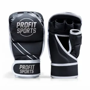 Black Silver MMA Sparring Gloves | Custom Label