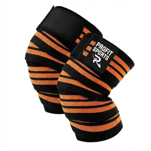 Black Orange Knee Wraps for weightlifting – Profit Sports