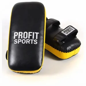 Black yellow kick pads for Muay Thai training, wholesale private label