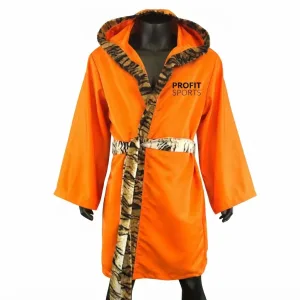 Orange tiger boxing robe for fight night, wholesale private label
