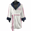 White navy boxing robe for fight night, wholesale private label