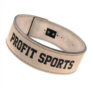 Beige leather lever belt for powerlifting, wholesale private label