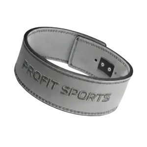 Grey leather lever belt for powerlifting, wholesale private label