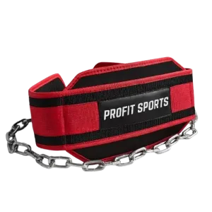Red nylon dip belt with steel chain, wholesale private label
