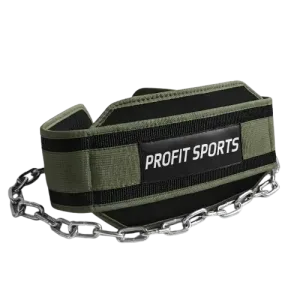 Green nylon dip belt with steel chain, wholesale private label