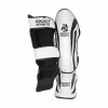 White black shin pads for Muay Thai training, wholesale private label