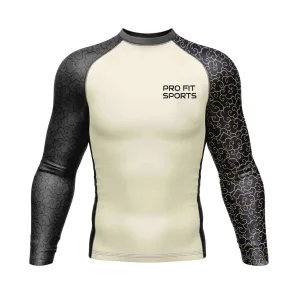 Cream full sleeves rash guard for BJJ training, wholesale private label