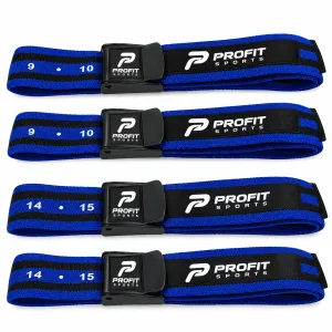 Blue BFR bands set with size markings for occlusion training, wholesale private label